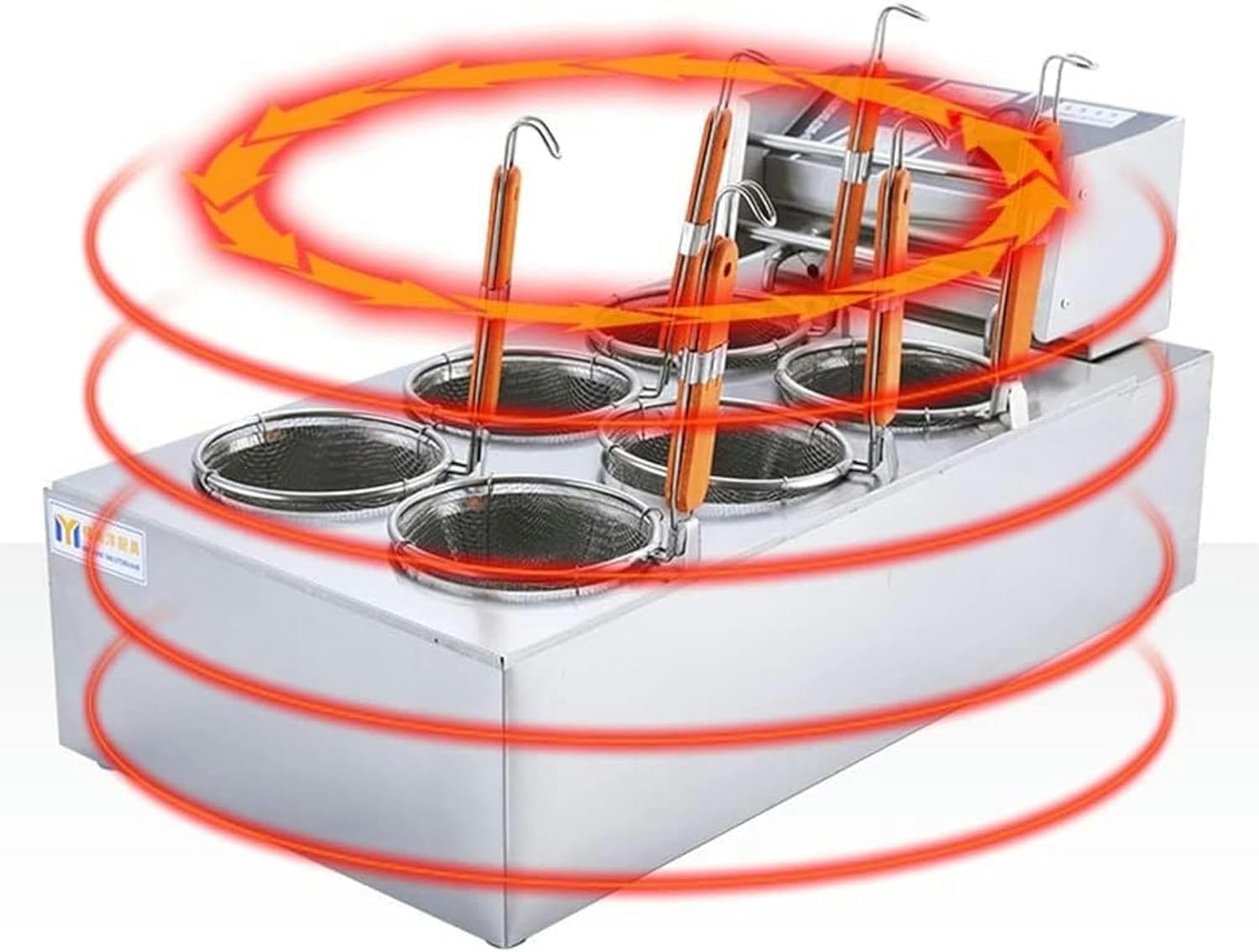 Pasta Cooker, 6 Holes Noodle Cooking Machine, Commercial and House Hold Electric Pasta Cookers, Stainless Steel Pasta Cooking Machi-1