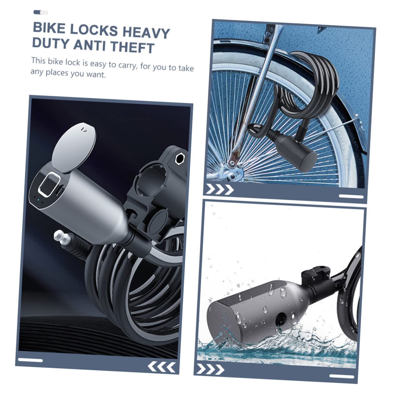 SUPVOX Lucchetto Per Bici Cavo Resistente Lucchetto Per Impronte Digitali Antifurto Per Scooter e Motociclette