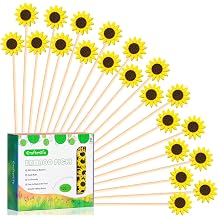 100Pcs Sunflower Cocktail Picks Spring Flower Sunflowers Decor Toothpicks Fruit Sticks Food Sandwich Appetizer Charcuterie Skewers, for Springtime Floral Sunflower Decorations Groovy Party Supplies