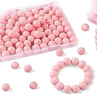 Vista 8 de Sunrony 70 cuentas de silicona para hacer collares, cuentas redondas de silicona a granel de 0.591 in para bolígrafos (negro)