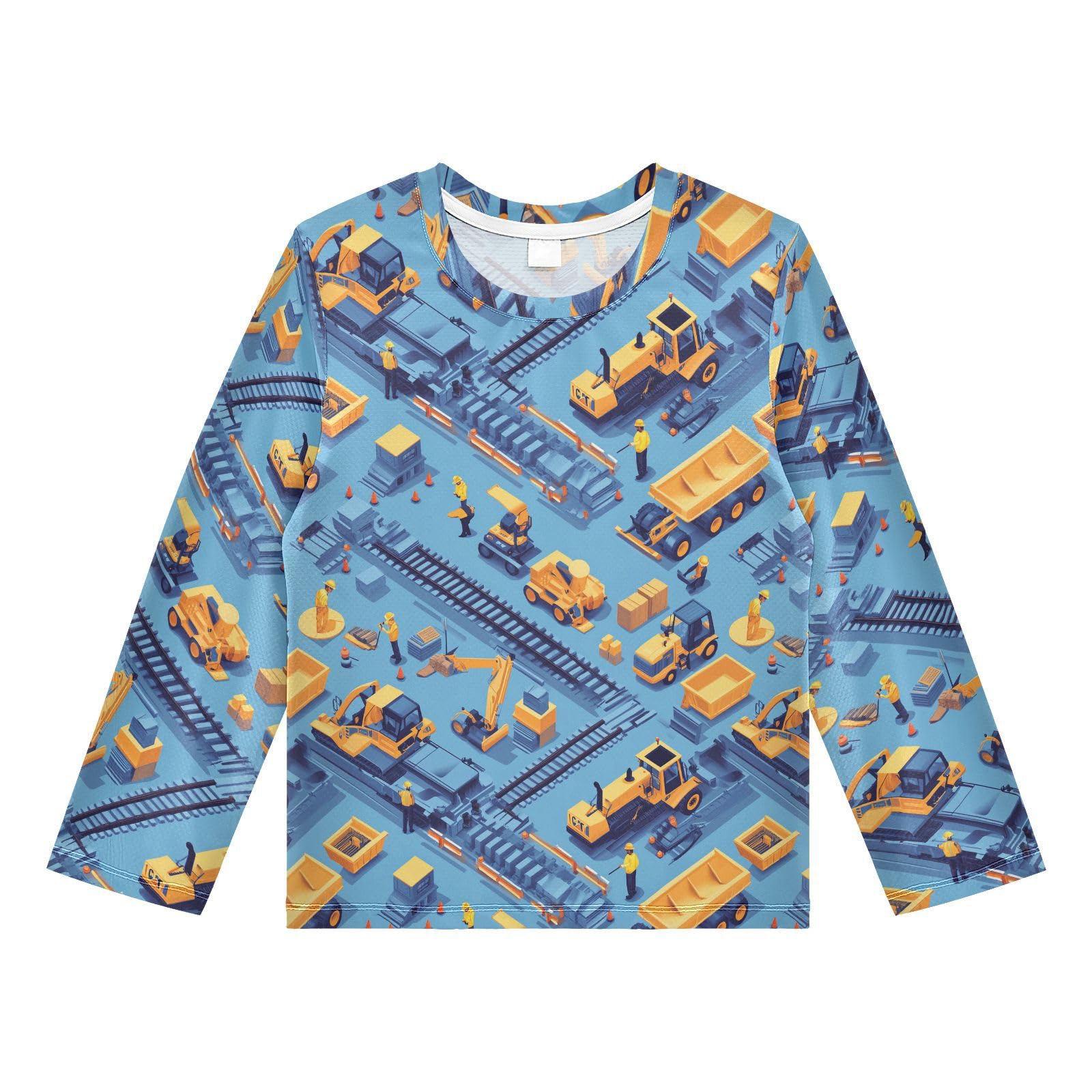 Caihoyu Boys Rash Guard Long Sleeve Quick Dry Running Shirts for Baby/Toddler UPF 50+ Protection 3T Construction Scene Dump Truck