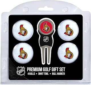 Team Golf NHL Regulation Size Golf Balls (4 Count) & Divot Tool with Removable Double-Sided Magnetic Marker