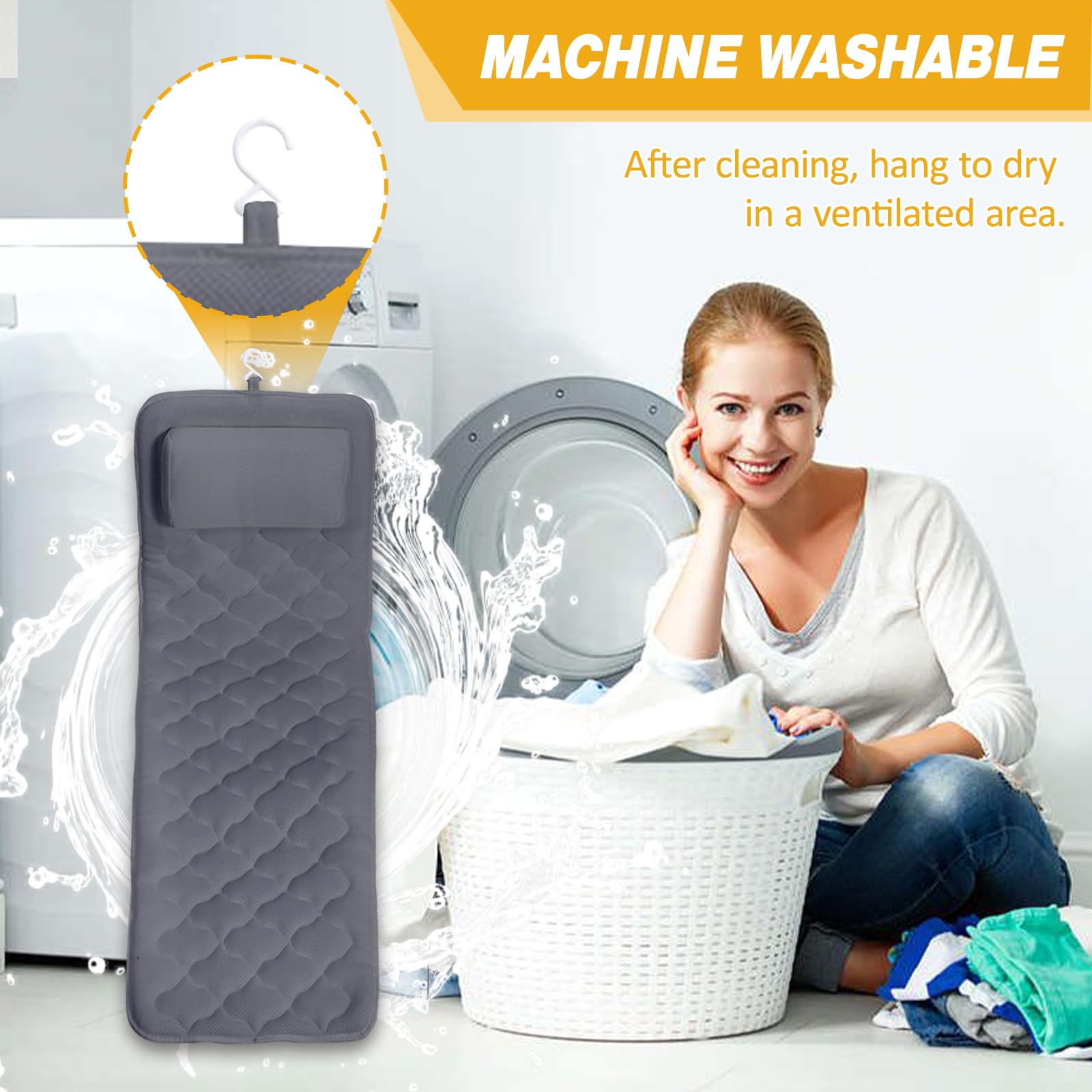 Badewannenkissen Ganzkörper Blau - Mit 10 Saugnäpfen Für Entspannung