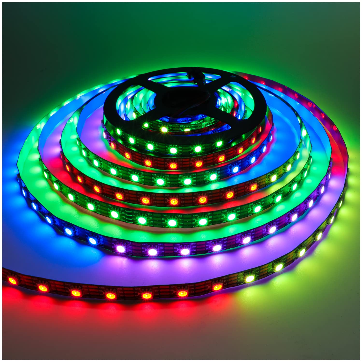 12V WS2815 Tira de luz LED, 5m RGB Señal Dual LED Píxeles Strip 300 LEDs IP30 Tiras LED Programable Direccionable Individualmente a Todo Color para DIY, Decoración Publicitaria