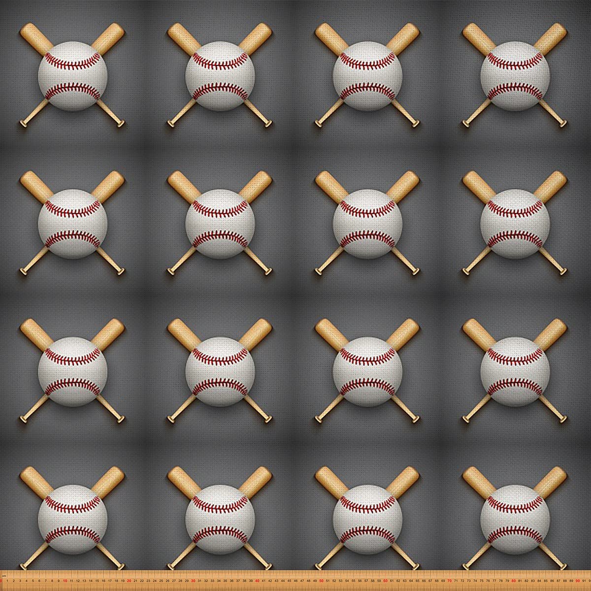 Baseball Fabric by The Yard 3D Baseball Bats Upholstery Fabric Ball Sports Theme Outdoor Fabric Competitive Games Reupholstery Fabric for Chairs 1 Yard,(L92*W150cm) Gray White