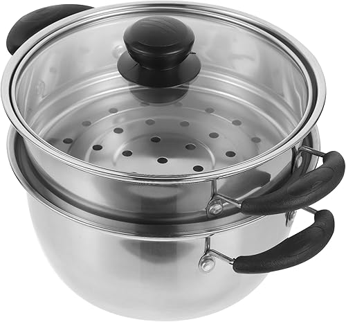 Miniatura 4 de Olla de vapor para cocinar olla de vapor de 11 pulgadas, 2 niveles, multiusos, utensilios de cocina de vapor de acero inoxidable con tapa para