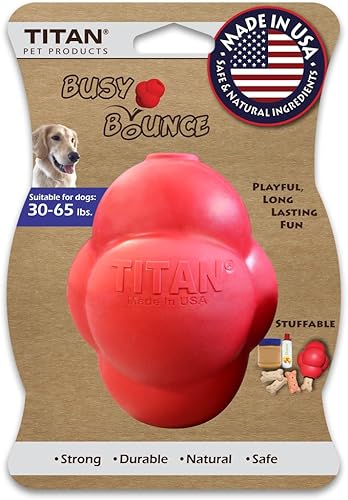 Miniatura 2 de Titan Busy Bounce, juguete para perros dispensador de golosinas resistente y duradero con rebote impredecible, paquete de 2 grandes, fabricado en