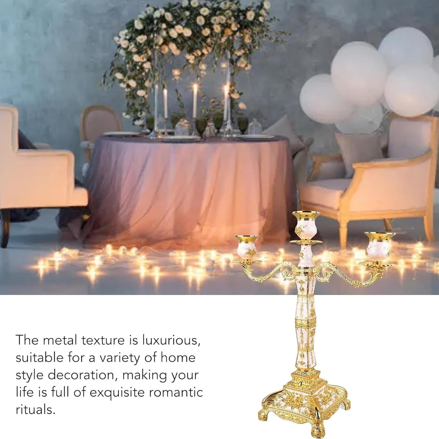 Candle Holder - Candelabra, Retro Candlestick Holders, Candlesticks Stand for Candlelight Dinner(Silver,3 arms)