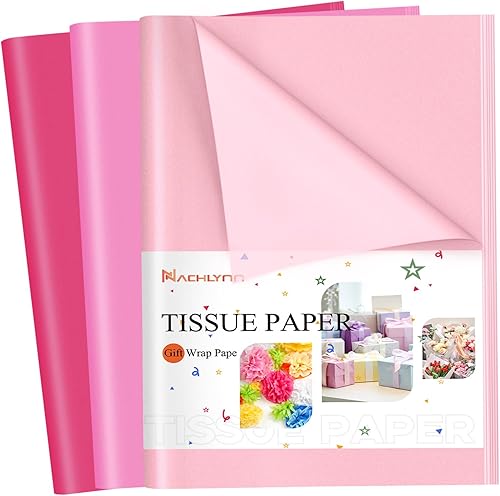 NACHLYNN 60 hojas de papel de seda rosa a granel de 14 x 20 pulgadas, papel de regalo para el día de San Valentín, manualidades para manualidades,
