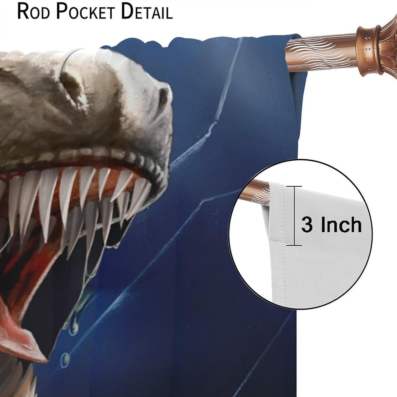 Brebasf Funny Ancient Dinosaur Theme Blackout Curtains Cool Tropical Jungle Dinosaur Breaking Through Glass Window&Drapes Thermal Insulated Darkening Rod Pocket Curtains 2 Panels 63" L x 31.5" W