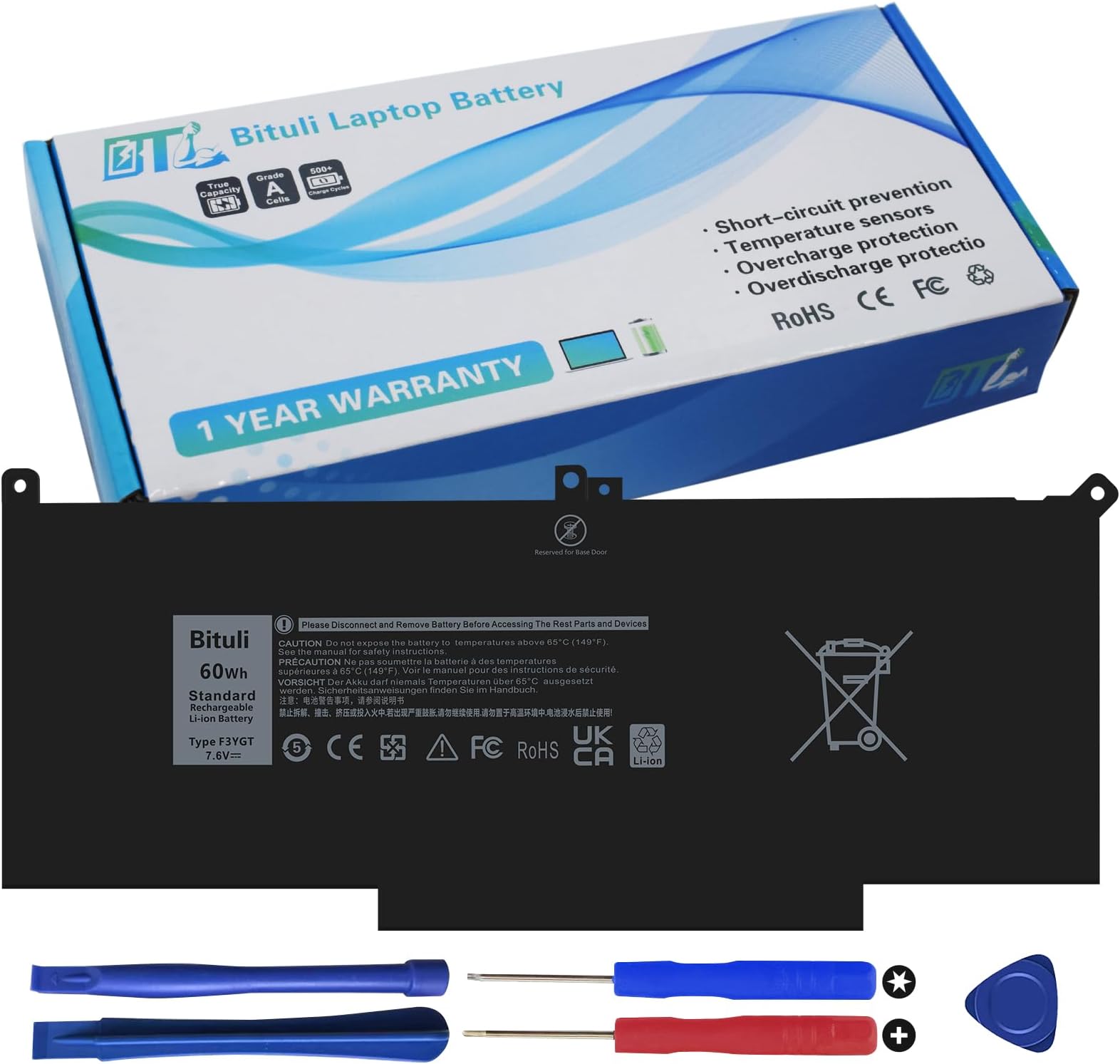 Batería F3YGT auténtica para Dell Latitude 12, 7280, 7290, 7380, 7390, 2x 39g, DM3WC, 60Wh