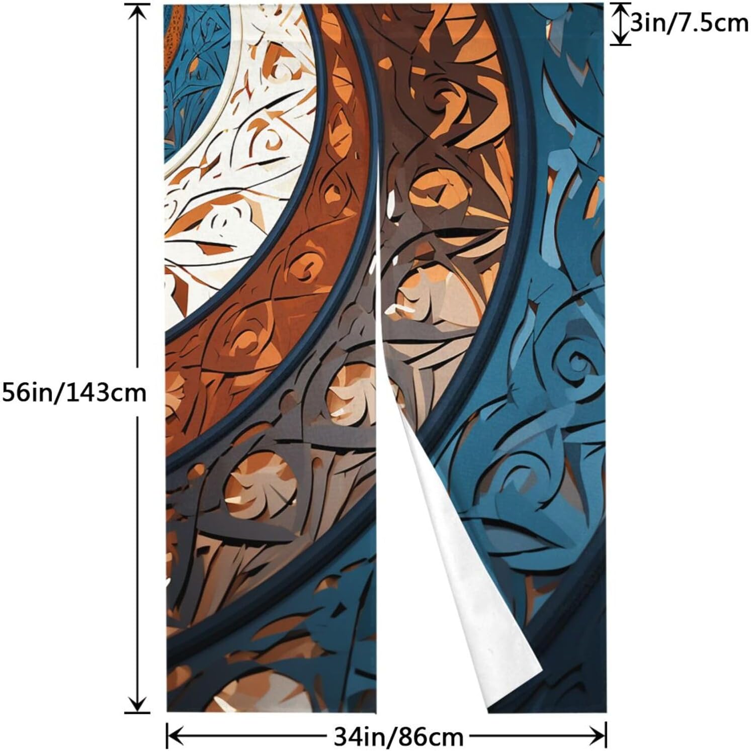 Door Curtains for Doorway Privacy Blackout Curtain Spiral and curve patterns Tapestry Fengshui Curtain for Bedroom Door Window Curtains Door Sidelight Curtain for Home Kitchen Decoration 34x56in