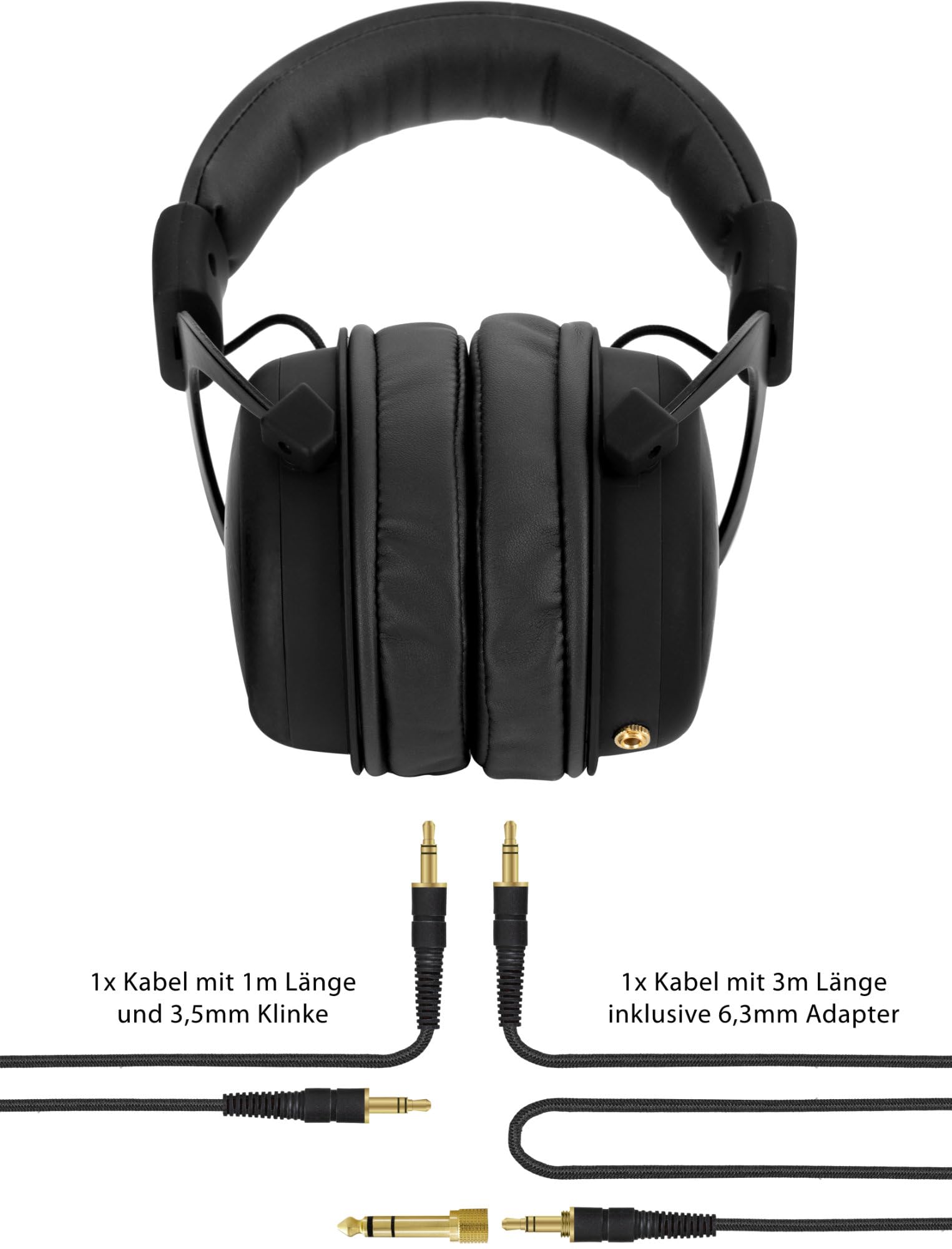 Pronomic KH-6093 BK Studio-Kopfhörer - Hervorragende Schallabschirmung nach außen - Übertragungsbereich: 10-30.000 Hz - Ohrpolster und Bügelband aus Kunstleder - Schwarz