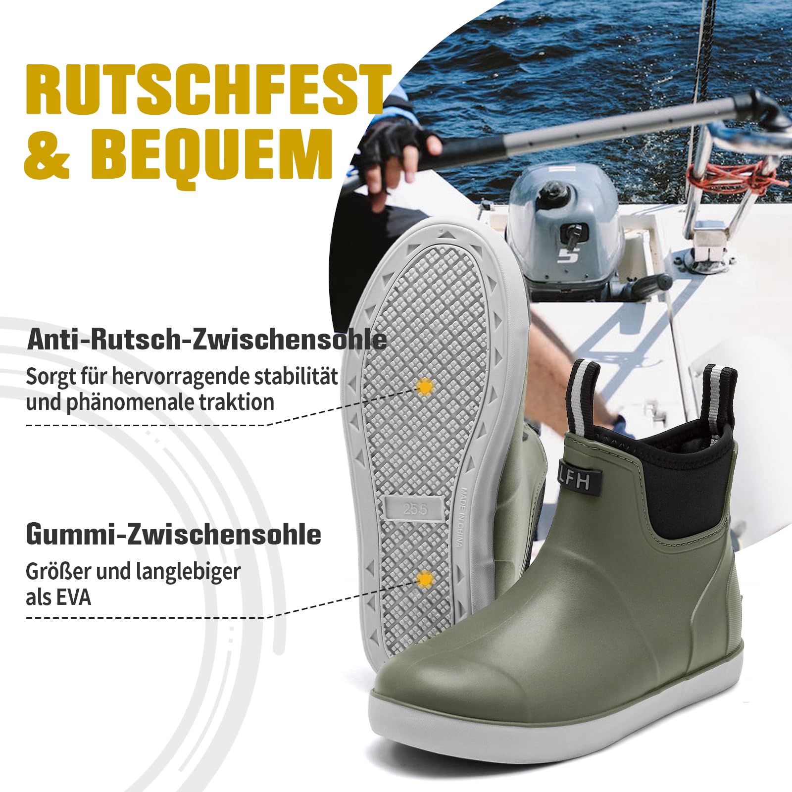 Rumkok Stivali Gomma Uomo, Stivali Da Pesca, Stivaletti Antinfortunistica Uomo, Da Esterno Antiscivolo Da Pioggia Shorty Boots, Comode Leggere Scarpe Da Giardino