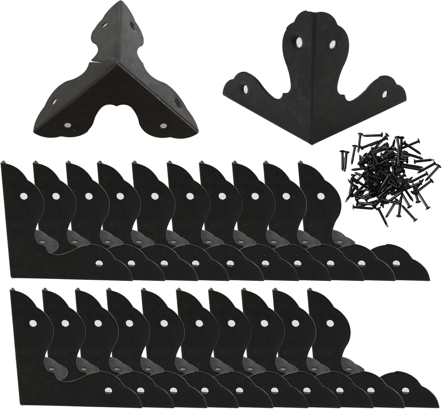 24PCS 1.3” Metal Box Corner Protector, Black Triangle Edge Decorative Case Corner Edge Guard Protector Metal Cabinet Table Edge Cover