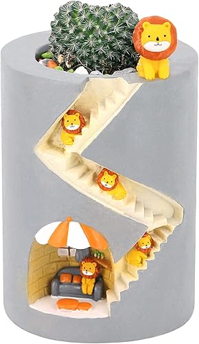 Vista 14 de Segreto - Macetas creativas para plantas suculentas, contenedor de pinceles, decorativas para escritorio, jardín, sala Familia de fuentes Hedgehog