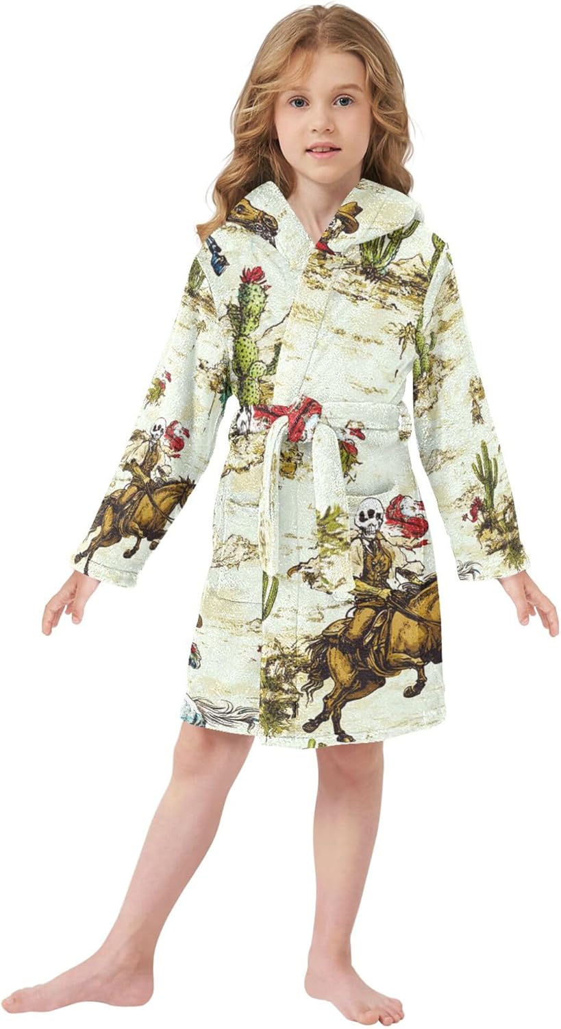 Bathrobe Hooded PJ Robe Soft Fleece Robe Pajama Sleepwears 2-12 Years
