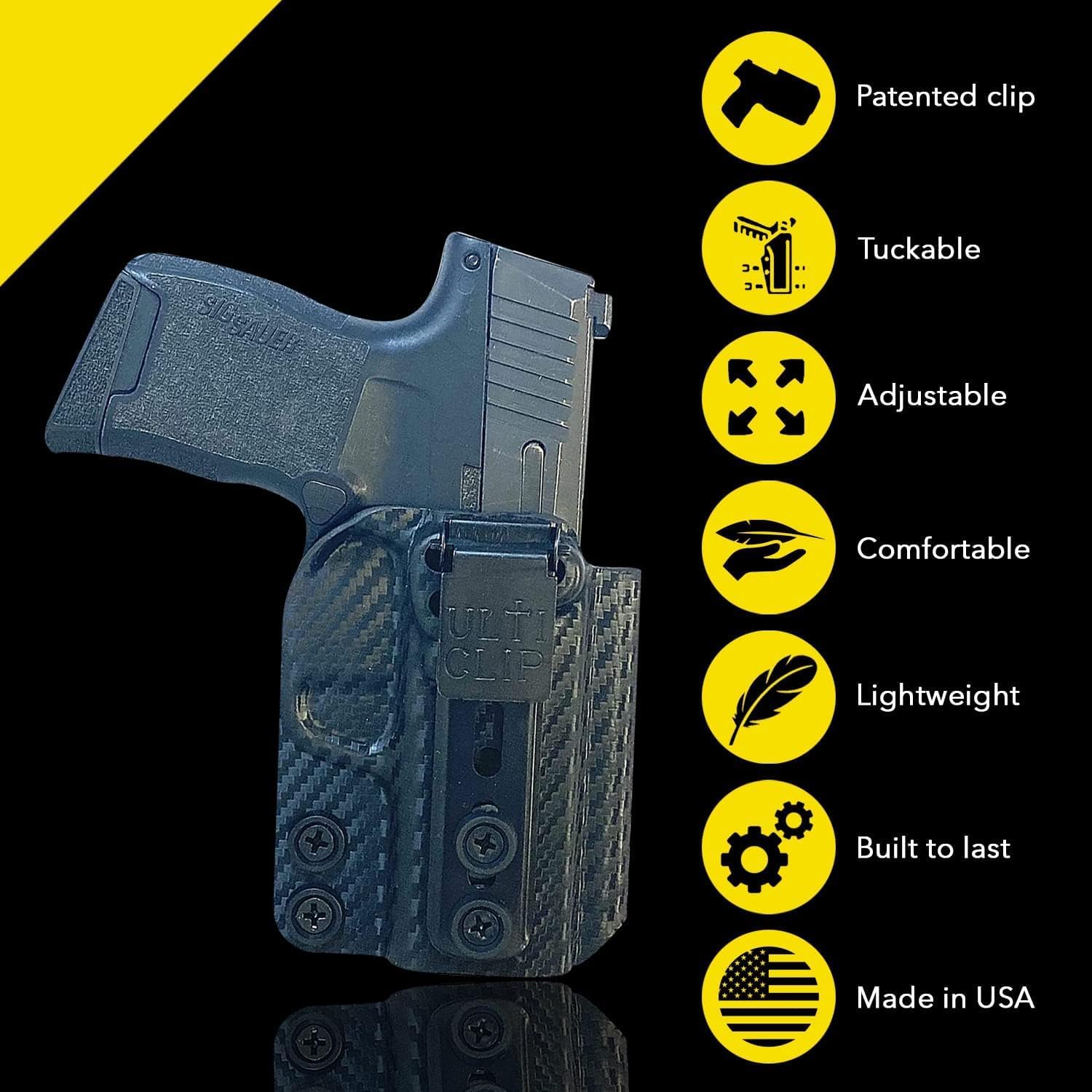 IWB Holster for Sig P365 (Right Hand) - Inside Waistband Holster - Black Carbon Fiber - Pistol Gun Accessories for Men & Women