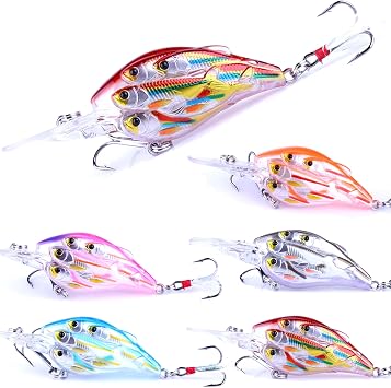 CrankBaits Fishing Lures CrankBait of Bass, Topwater Lures for Freshwater and Saltwater, Shallow & Deep Diving Swimbait, Topwater Bait for Trout Bass Fishing Lure, 5pcs/Box