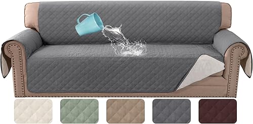 H.VERSAILTEX Funda de sofá 100% impermeable con correas elásticas, protector de muebles para mascotas, niños, perros, gatos (sofá de gran tamaño,