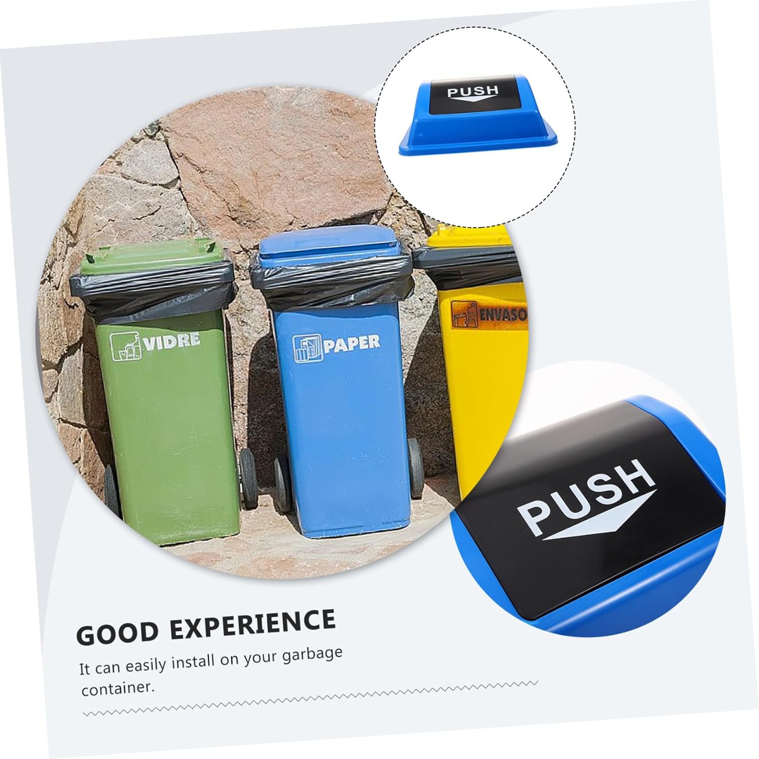 Outdoor Trash Can Lid Plastic Rubbish Bin Cover Lightweight and Easy to Install for Home Parks and Offices and Versatile Trash Can Protector