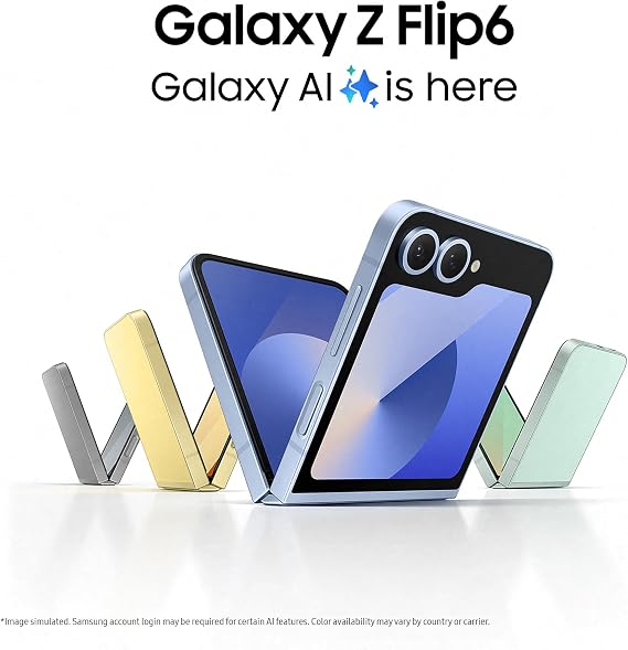 Samsung Galaxy Z Flip6 AI Smartphone, Unlocked Android Smartphone, 512GB Storage, 50MP Camera, Silver Shadow, (UK Version)