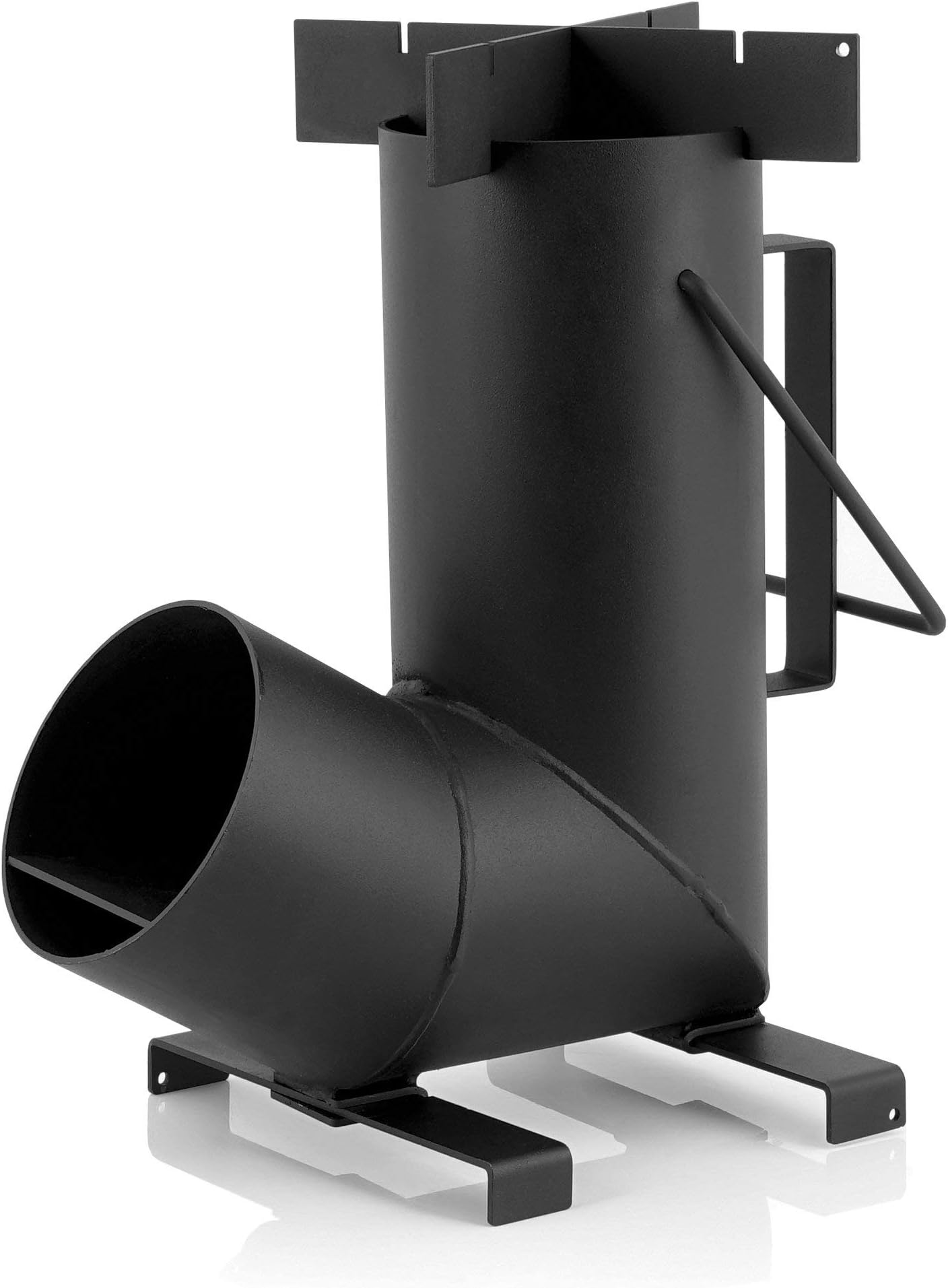 Fire World Poêle à fusée Rocket Stove - Système d'emboîtement en acier massif de 3 mm d'épaisseur - Pour barbecue, fusée, poêle à bois, camping