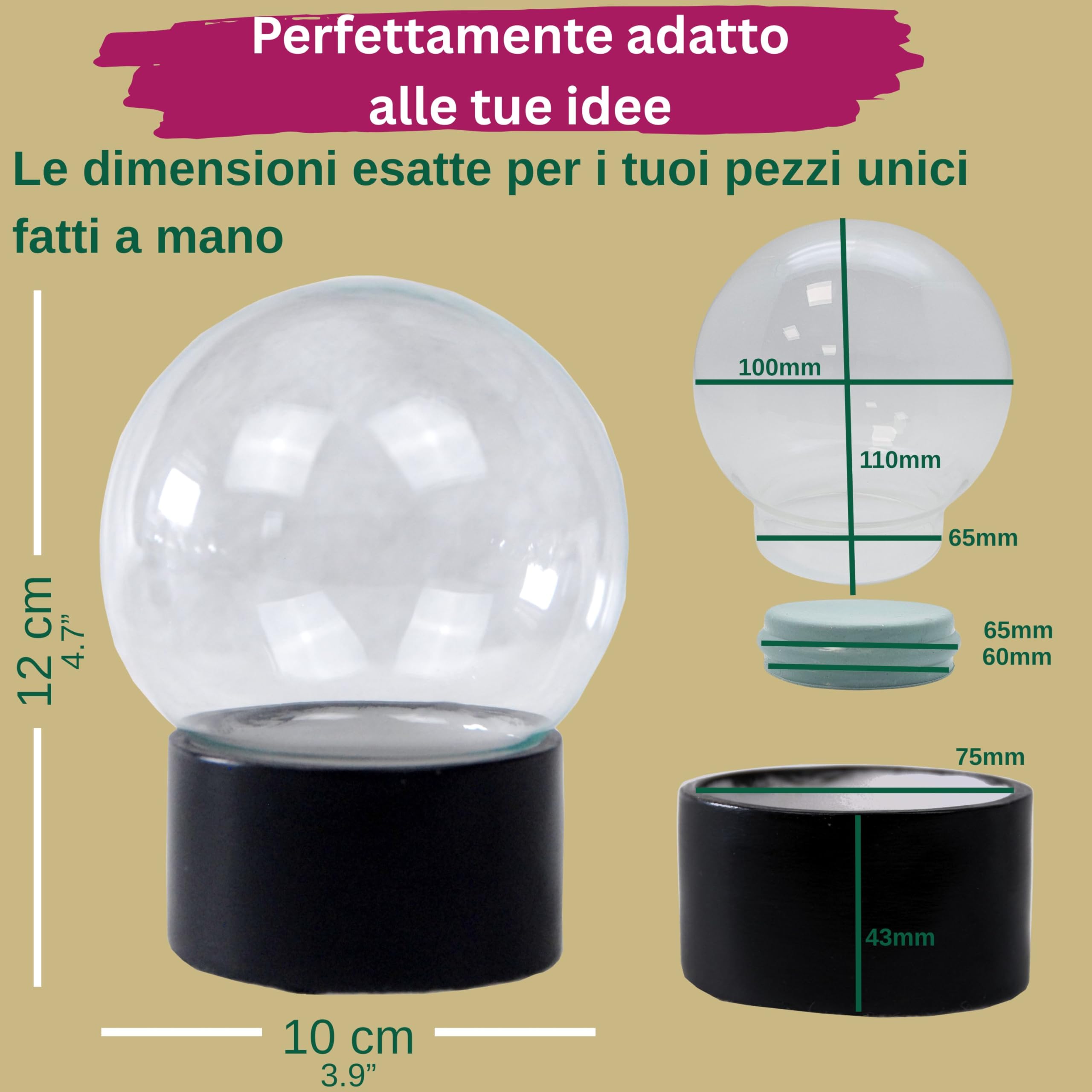 Snowglobe for You 40053 - Set fai da te con sfera di vetro e base in poliresina, diametro 100 mm