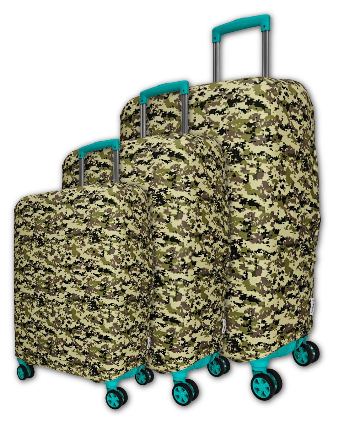 army printed luggage cover for traveling bag & suitcase - stretchable & scratchproof trolley protector with velcro lock & lightweight washable material(suitcase not included, only cover in product)