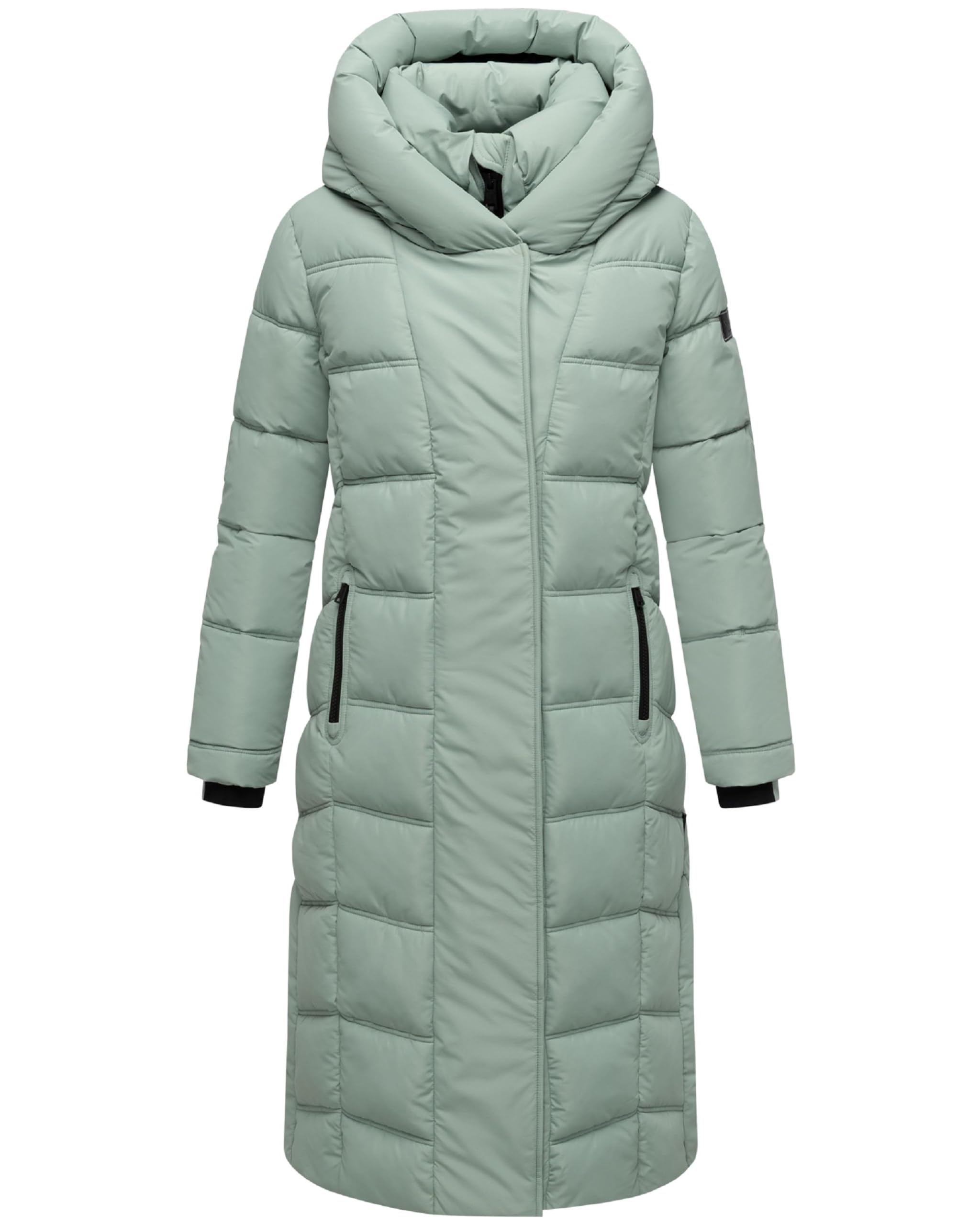 Navahoo Women's Smokey Mint Long Winter Coat, Warm Quilted Snowsuit With Internal Backpack Straps And Magnetic Buttons, Angel Feather Xiv, Xs-6Xl, L