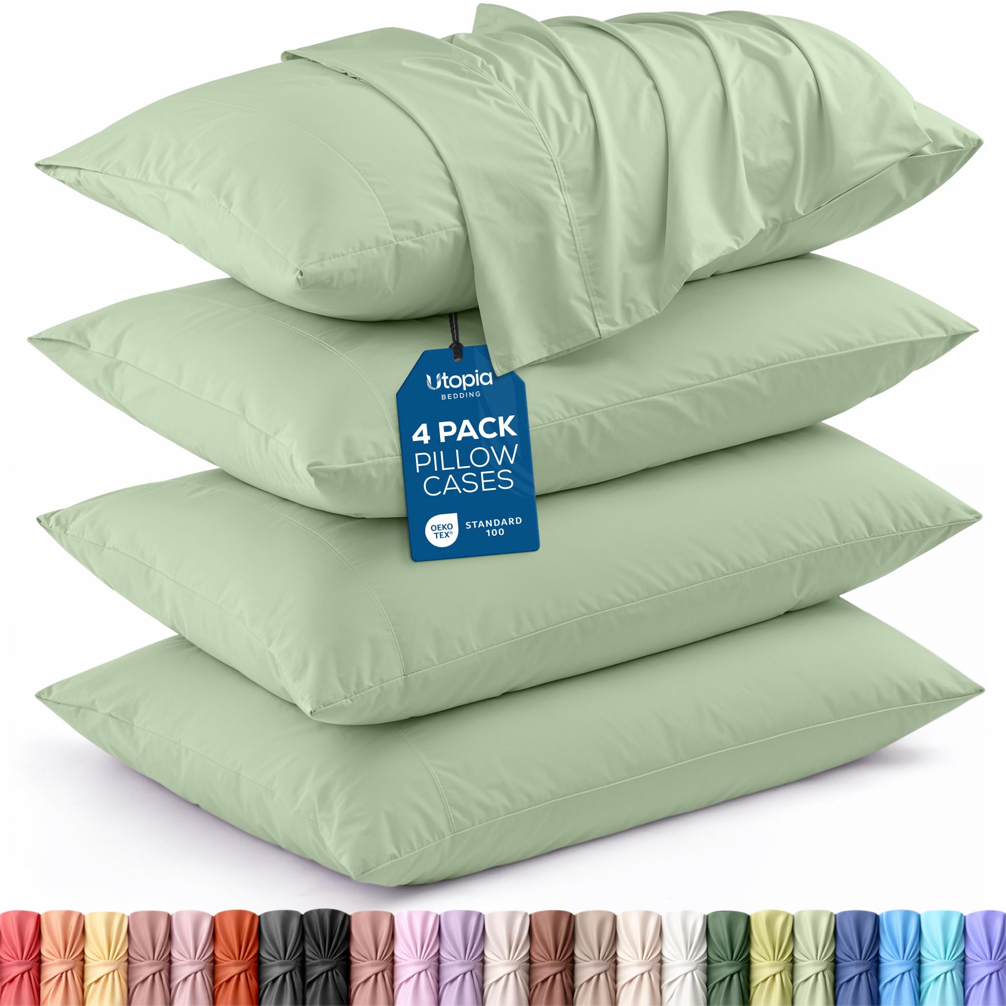Utopia Bedding Queen Pillow Cases - Pack of 4 - Envelope Closure - Soft Brushed Microfiber Fabric - Shrinkage and Fade Resistant Pillow Covers Queen Size 20 X 30 Inches (Queen, Sage) — image 1