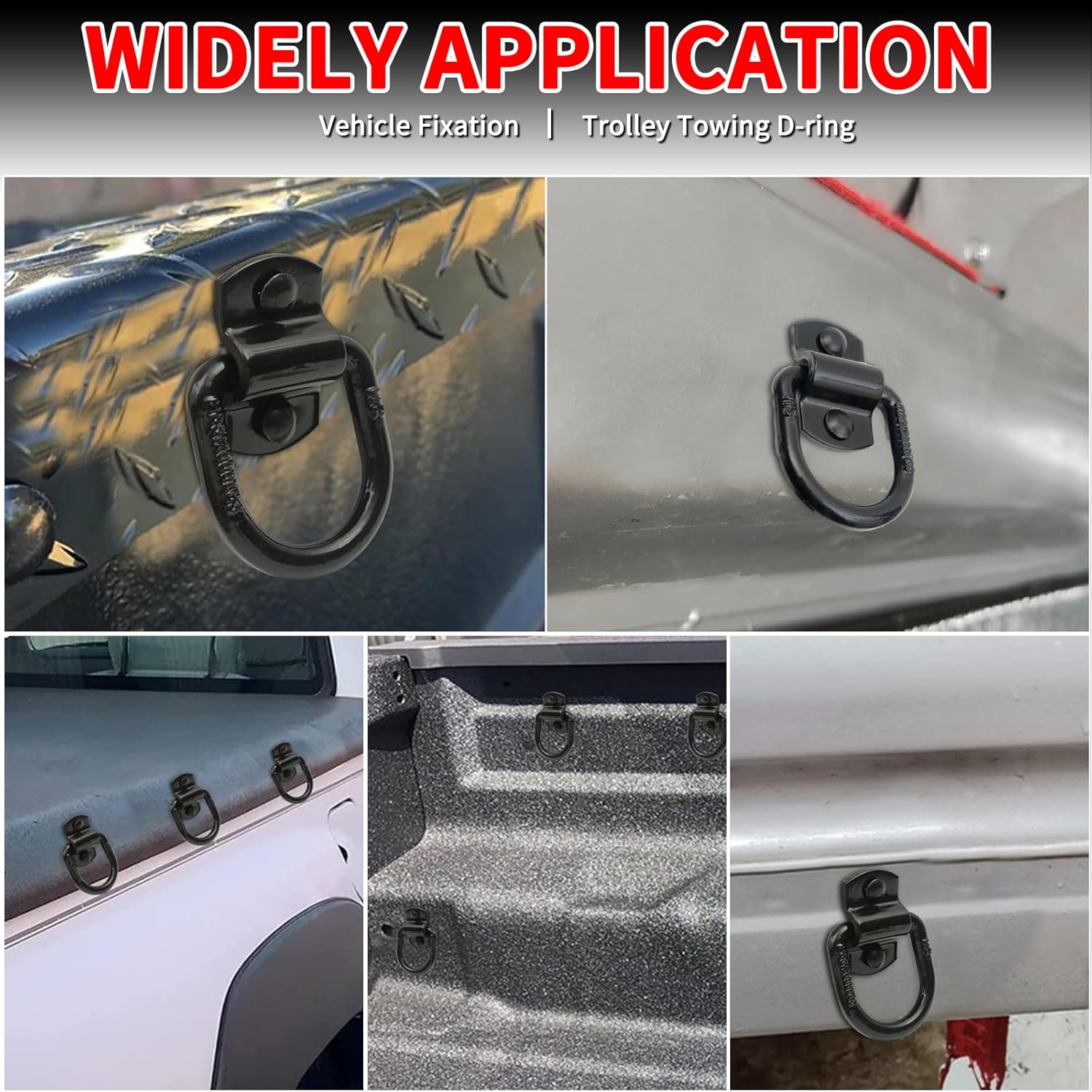 1/2" Heavy Duty Forged D Ring, 12000Lbs Break Strength Tie Down Anchors Hooks, for Trailers, Trucks, and Cargo Tie Downs (Bolt-On, 8 Pack) - Image 6