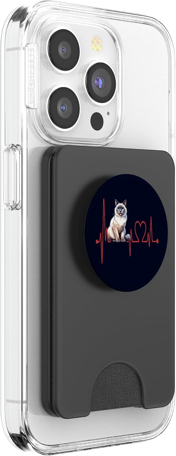 Toybob Scyth-Toy-Bob Cat Heartbeat EKG Funny for Cats Lovers PopSockets PopWallet for MagSafe image 4