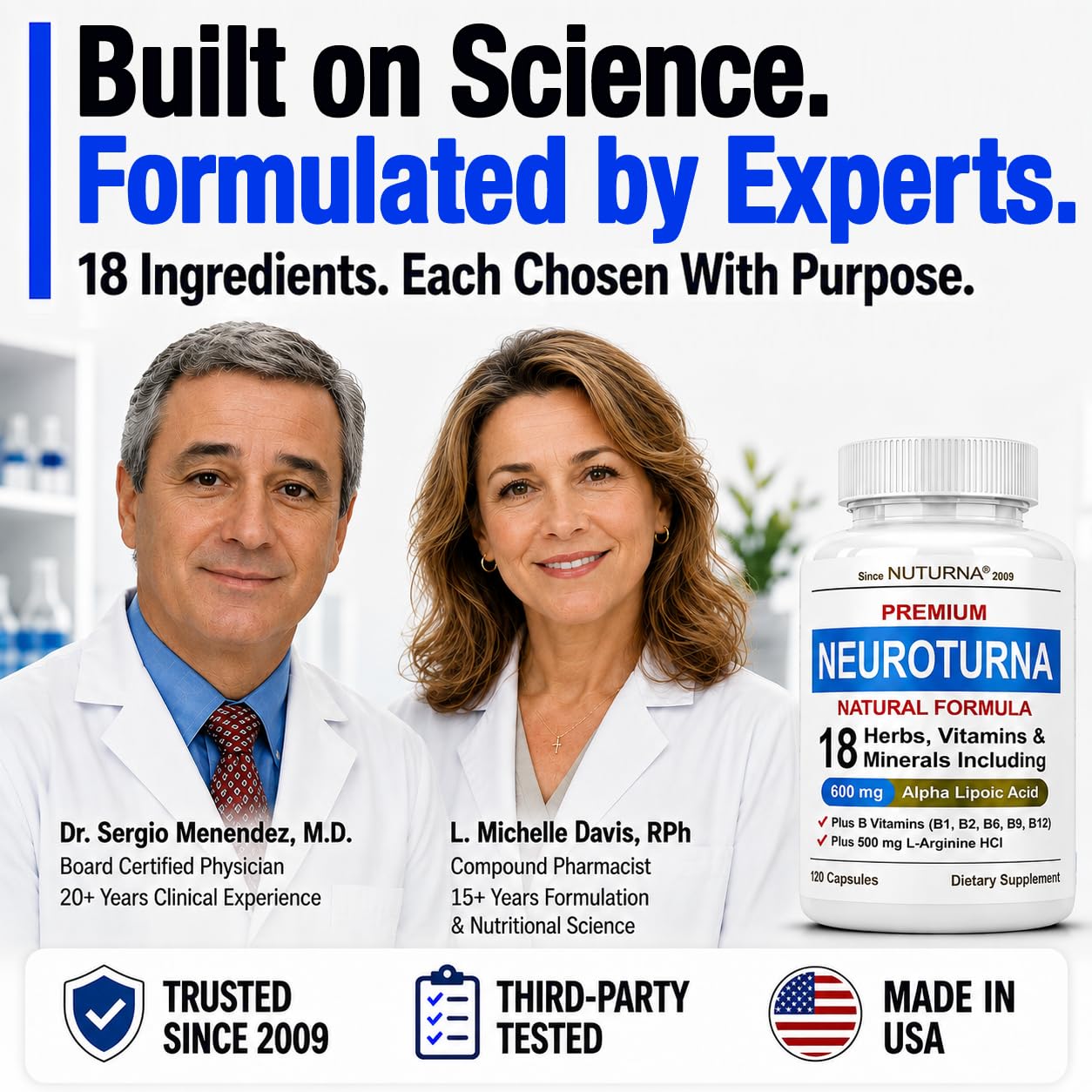 Neuropathy Nerve Support Supplement with 600 mg Pure Alpha Lipoic Acid - Maximum Strength ALA Nerve Formula for Feet Hands Fingers Legs - Ultra Potent 18 in 1 Natural Nerve Vitamins - 120 Capsules — Amazon image 4