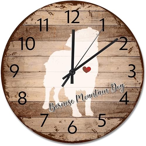 Miniatura 8 de Reloj de pared de perro salchicha vintage, reloj de pared de madera envejecida, funciona con pilas, 10 pulgadas, silueta silenciosa de perro, reloj