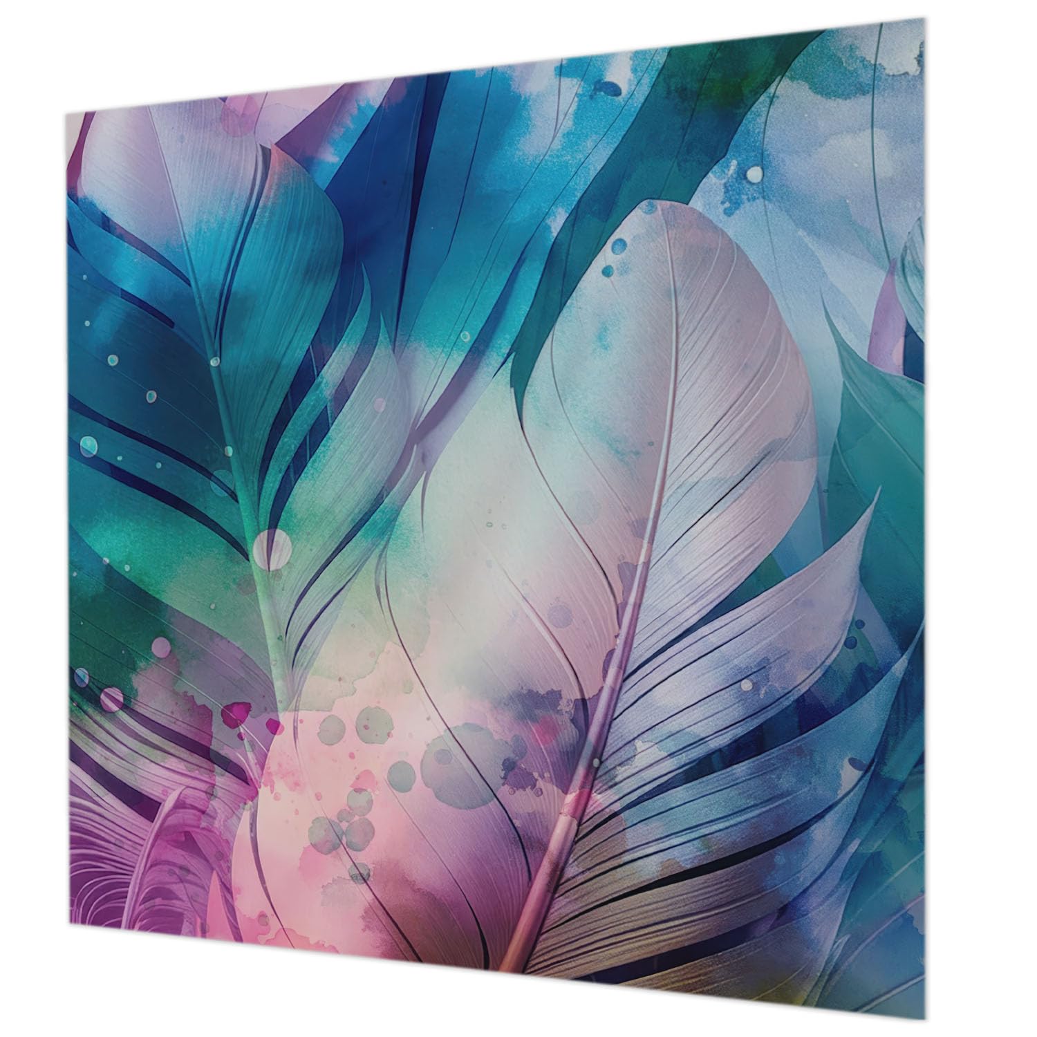 Papier peint intissé plumes colorées 250x250 cm pour salon et chambre