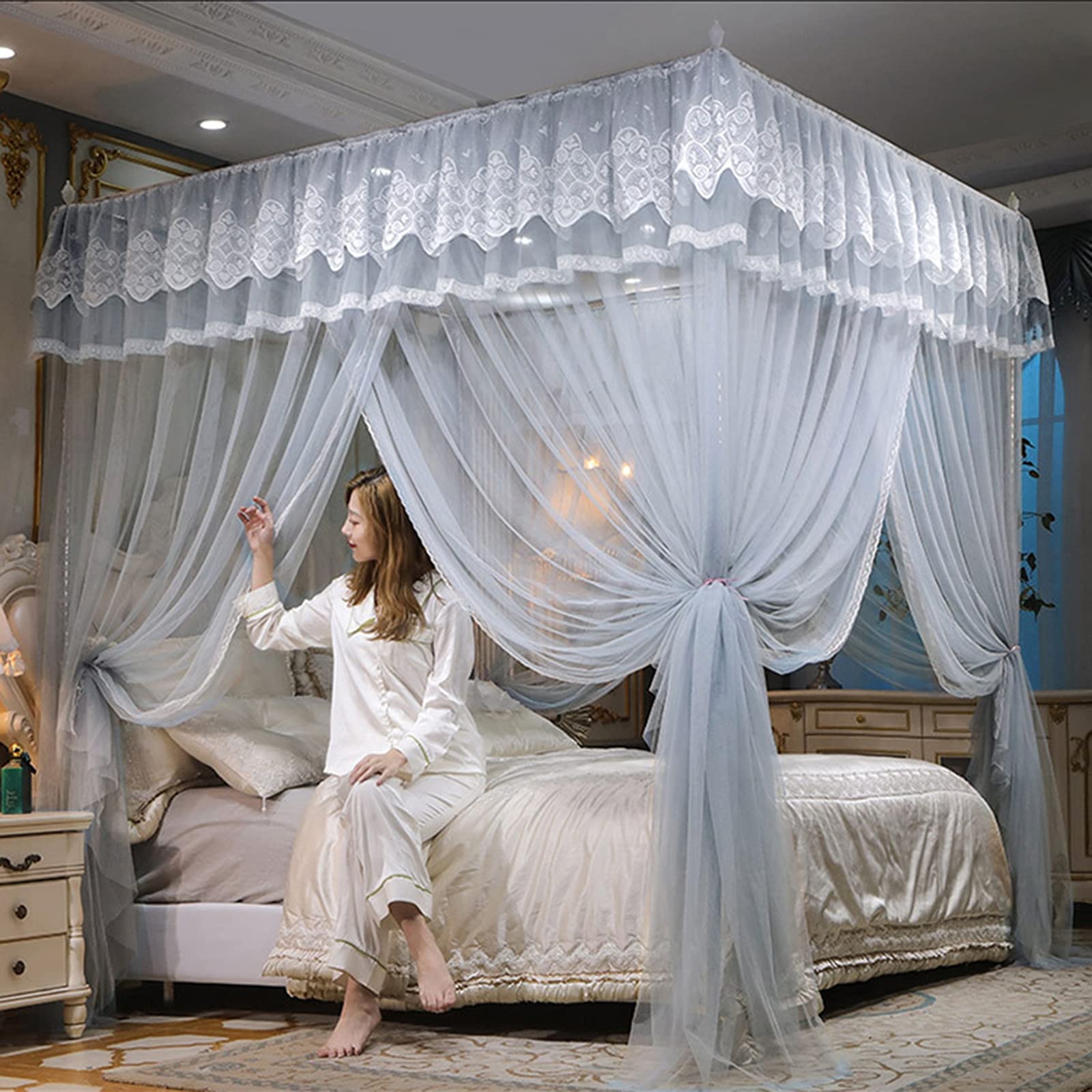 Moustiquaire de lit à baldaquin pour chambre de fille et adulte