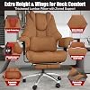 600lbs Big and Tall Office Chair, Wide Ergonomic Leather Executive Chair for Heavy People with Foot Rest, High-Back Reclining Computer Chair with Swivel Wheels and Lumbar Support (Brown)
