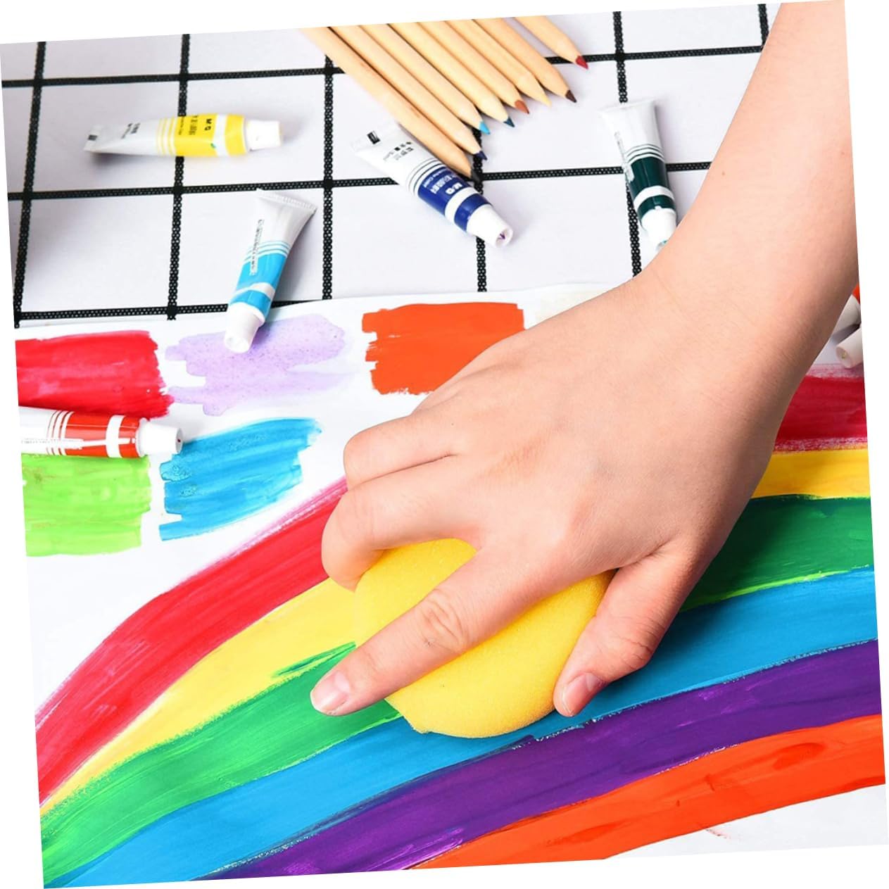 jojofuny 50pcs Sponge Absorbent Sponges for Boys and Girls Face Painting Craft Activities and Projects Easy to