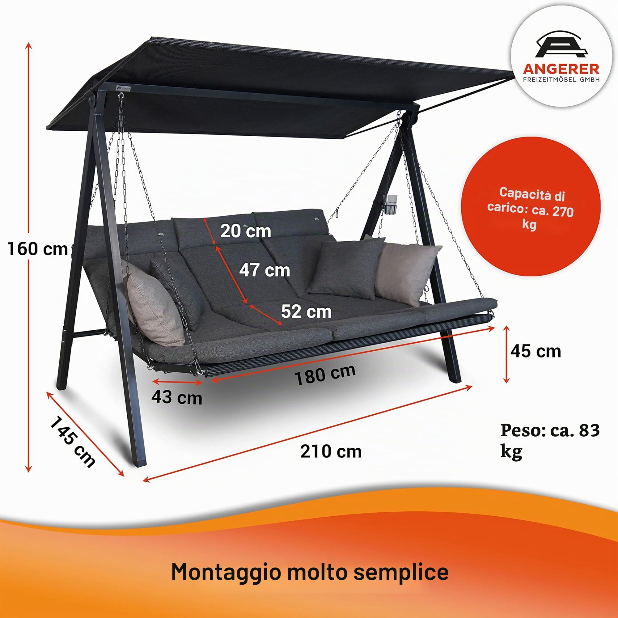 Angerer Freizeitmöbel GmbH Dondolo Lounge Smart grigio