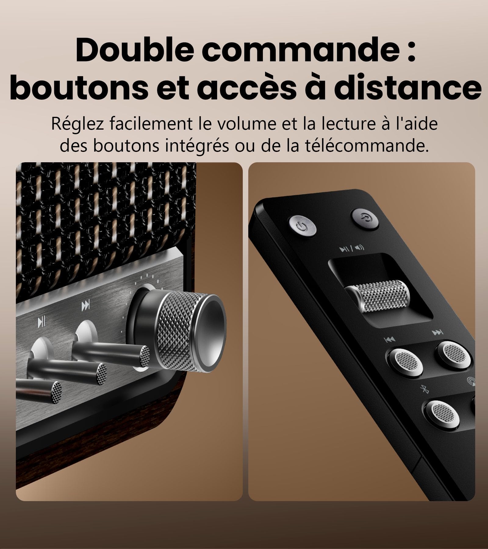 Edifier S300 Enceinte Rétro Hi-Res Bluetooth，80W RWS，Marron