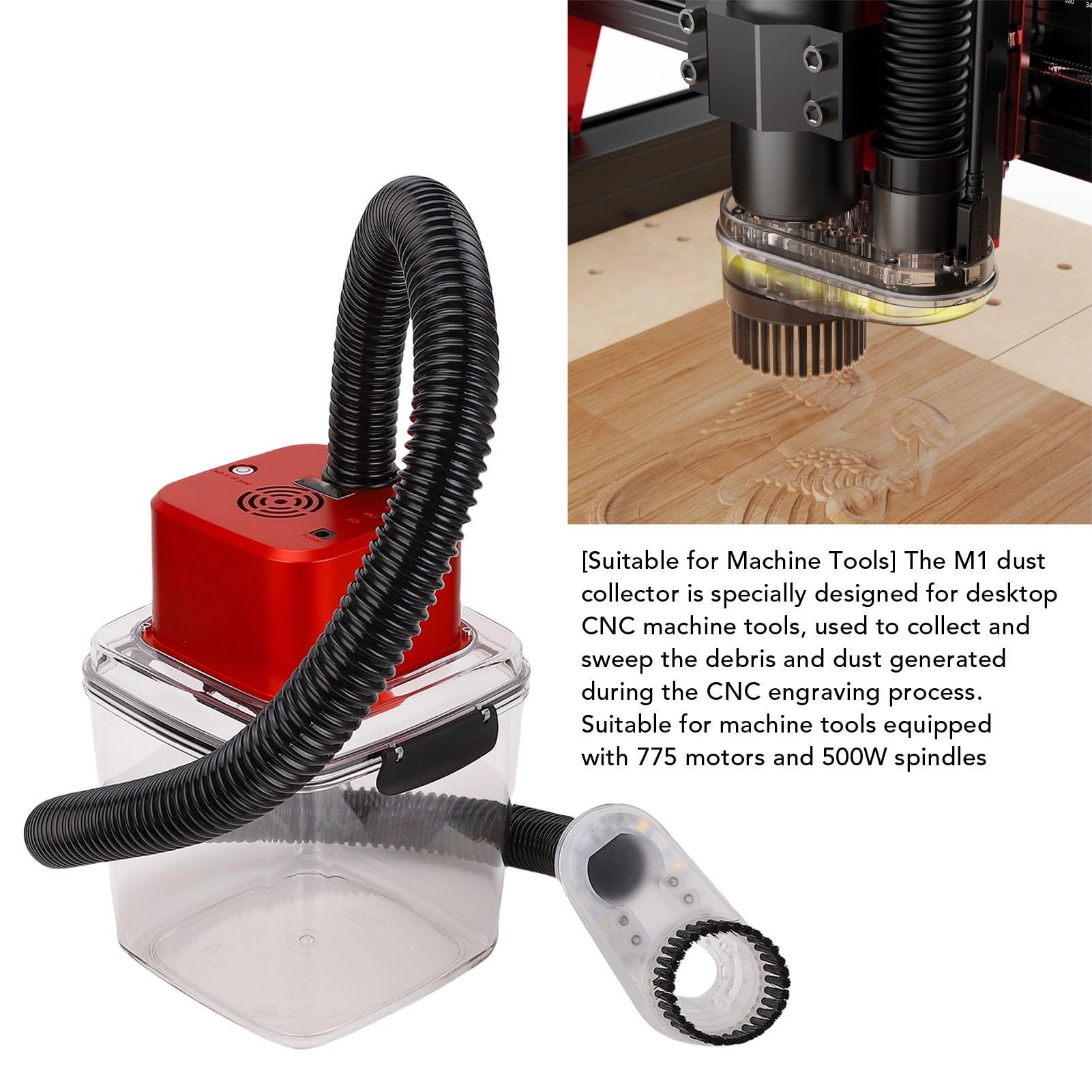 LICAEVEY Colector de Polvo, de Filtración de Aire con Potente Succión de 6000 Pa, Colector de Polvo CNC para Máquina de Grabado de Escritorio, Gran Capacidad de 2,8 L, para la Serie TTC450 (Enchufe