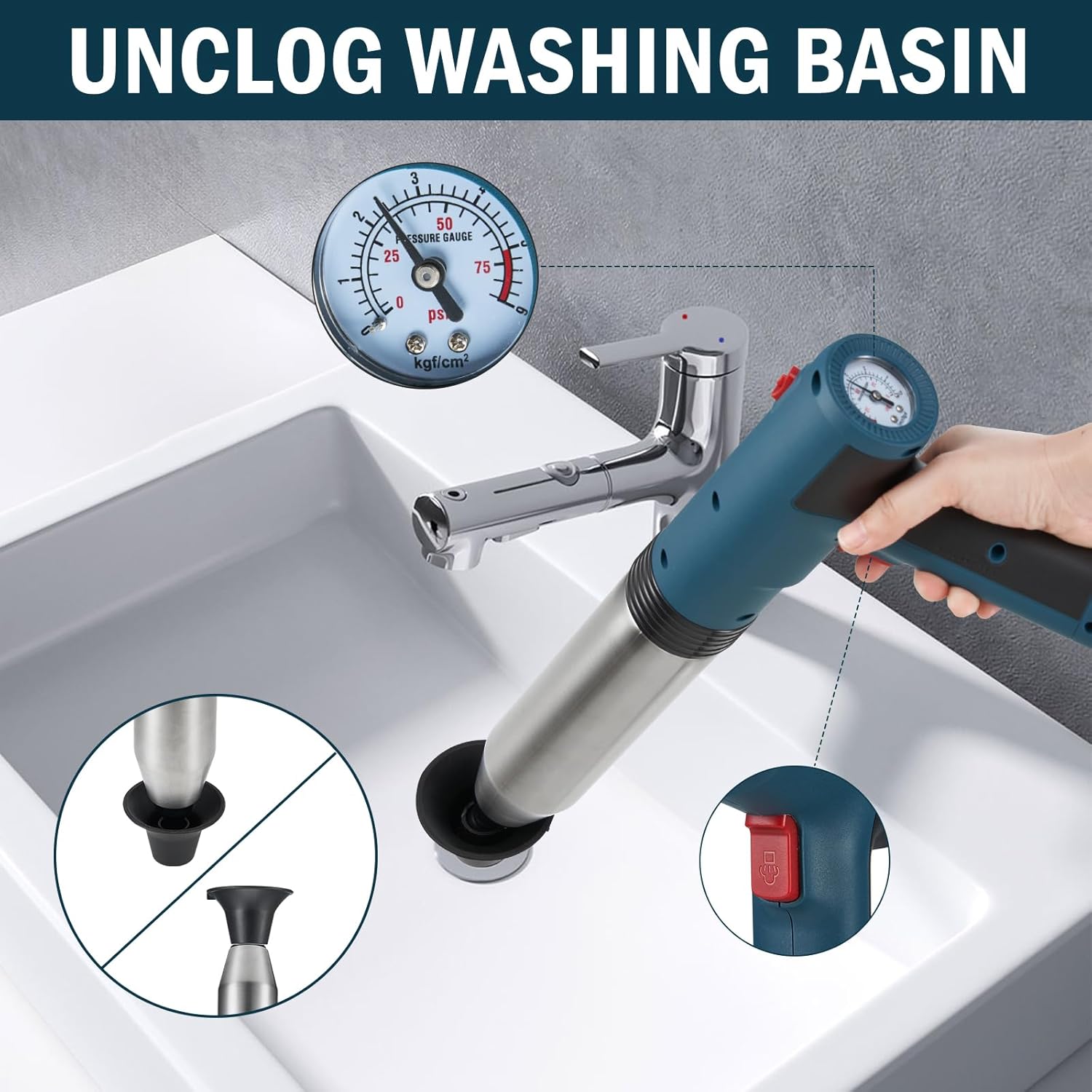 Battery Powered Electric Toilet Plunger,Plunge Blaster,Powered Plunger,High Pressure Toilet Plunger,Air Toilet Plunger,Air Plunger for Toilet