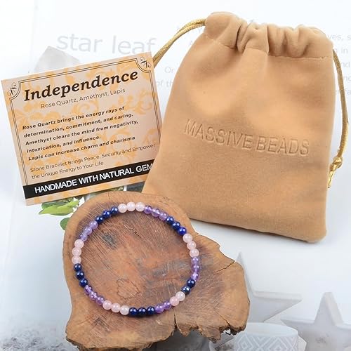 Vista 93 de MASSIVE BEADS Pulsera elástica de yoga hecha a mano con piedra natural, cristal curativo, energía, regalos para adultos unisex de 0.157 in, 0.236