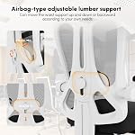 HapGIFT Ergonomic Office, Mesh Computer Chair with Footrest, Adjustable Height PC Home Office Chairs, Swivel Desk Chair with Headrest for Adults with Link Armrest, 350LBS, Black White