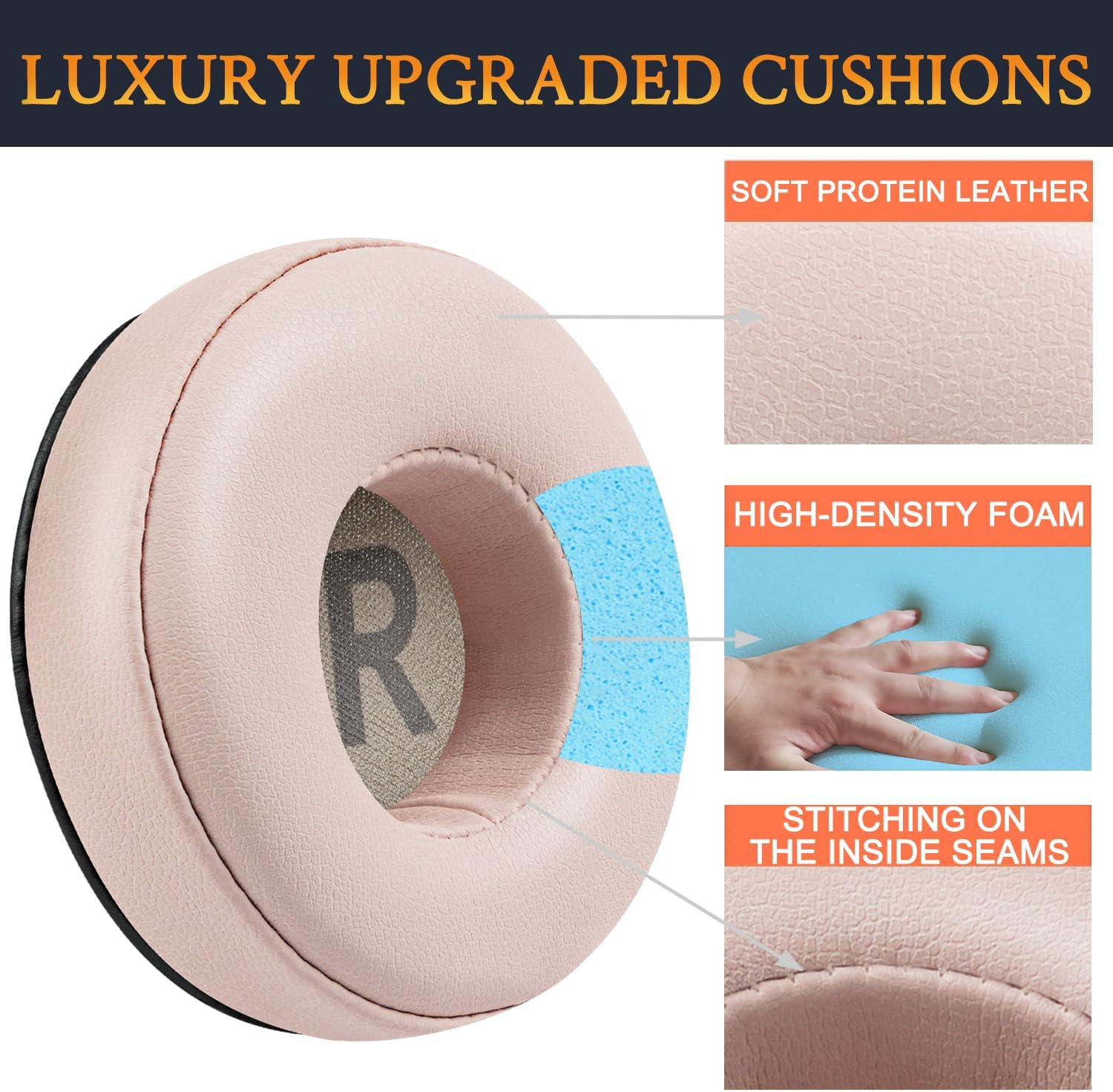 SOULWIT Earpads Replacement for Sony WH-CH500/CH510/CH520,MDR-ZX100/ZX110/ZX110NC/ZX220/XB200/ZX300/ZX330BT,MDR-V100/V150/V200/V250/V300/V400, Ear Pads Cushions for DR-BT101 - Pink - Image 3