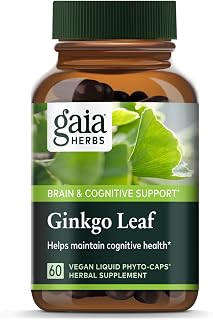 Gaia Herbs Ginkgo Leaf - Traditionally Used to Support Healthy Circulation and Brain Function - Organic, Herbal Supplement - 60 Vegan Liquid Phyto-Capsules (20-Day Supply)