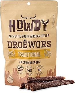 Howdysnax Handcraft Authentic Small Batch Droëwors Beef Sticks Sugar Free, Soy Free, Paleo & Keto Friendly Snack