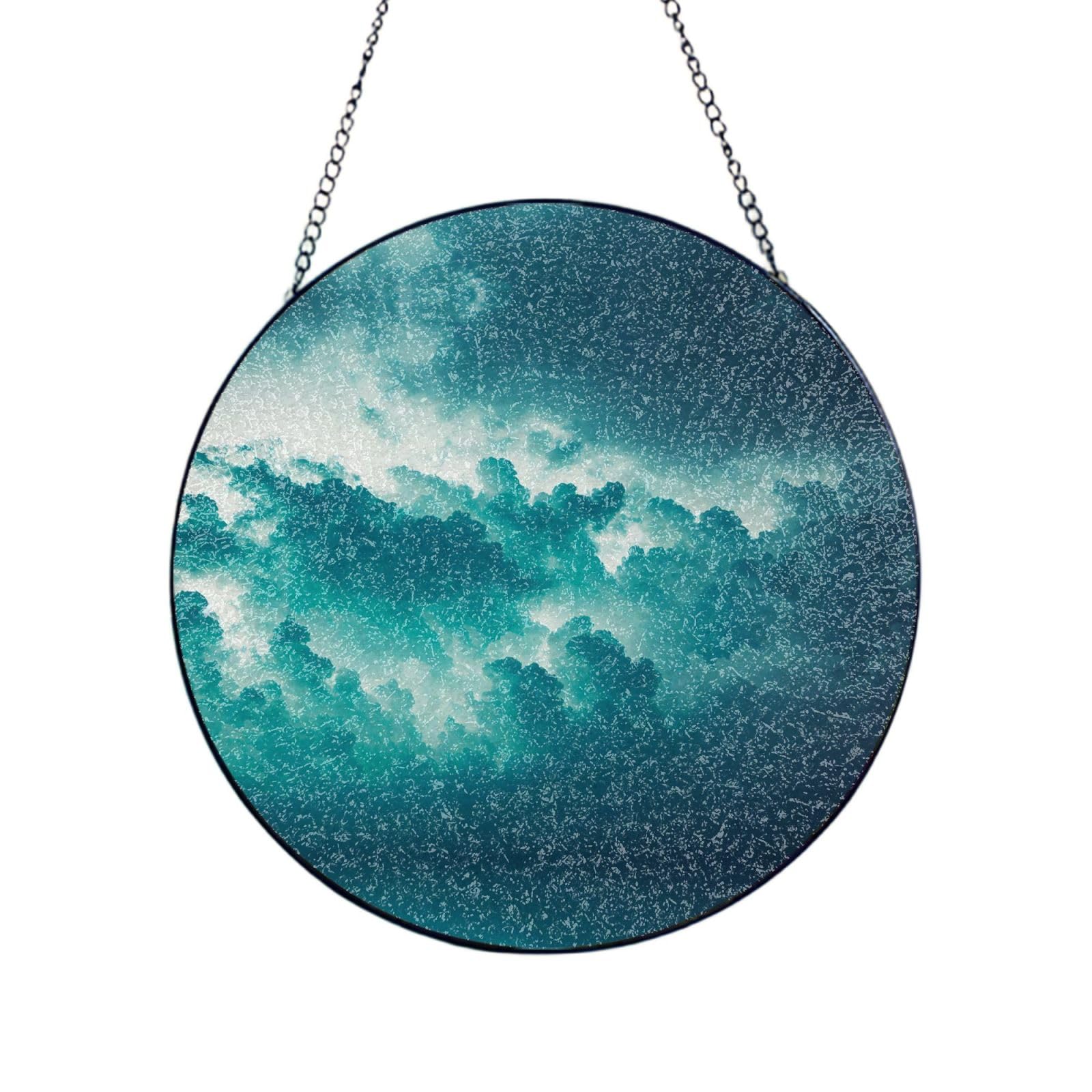 Poezjzw Stained Glass Window Hanging - Size Of A Cloud Sun Catcher For Door Garden Home Decor Christmas Mother'S Day Birthday Gifts 6in（15cm）