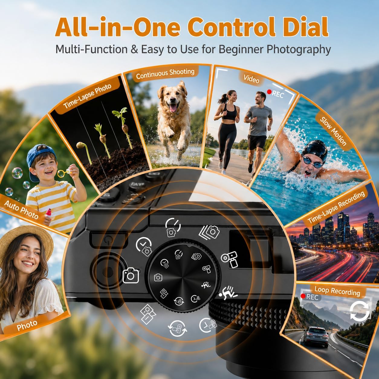 Meanlans 4K Digital Camera for Photography, 64MP Vlogging Camera for YouTube with 3" 180° Flip Screen, WiFi Compact Camera with 18X Digital Zoom, Comes with 32GB Micro SD Card and 2 Batteries, Black